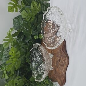 Crystal Floating Votive Bowl SNOWFLAKE MEDLEY Footed x 2